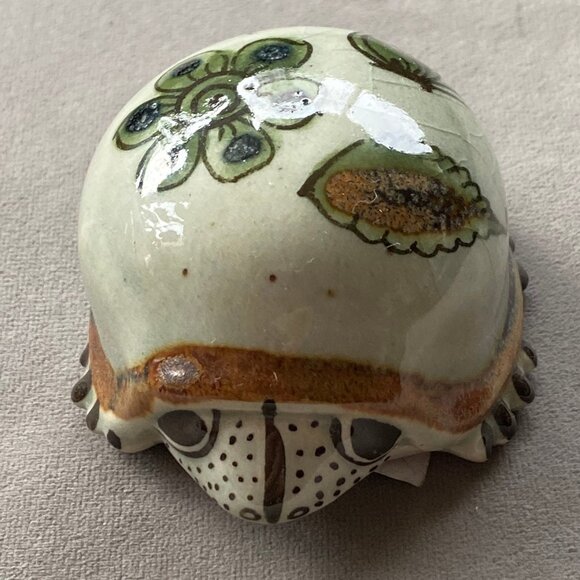 Tonala Ken Edwards Hand Painted Mexican Pottery Turtle Figurine 2 3/4" Mexico - Picture 2 of 3